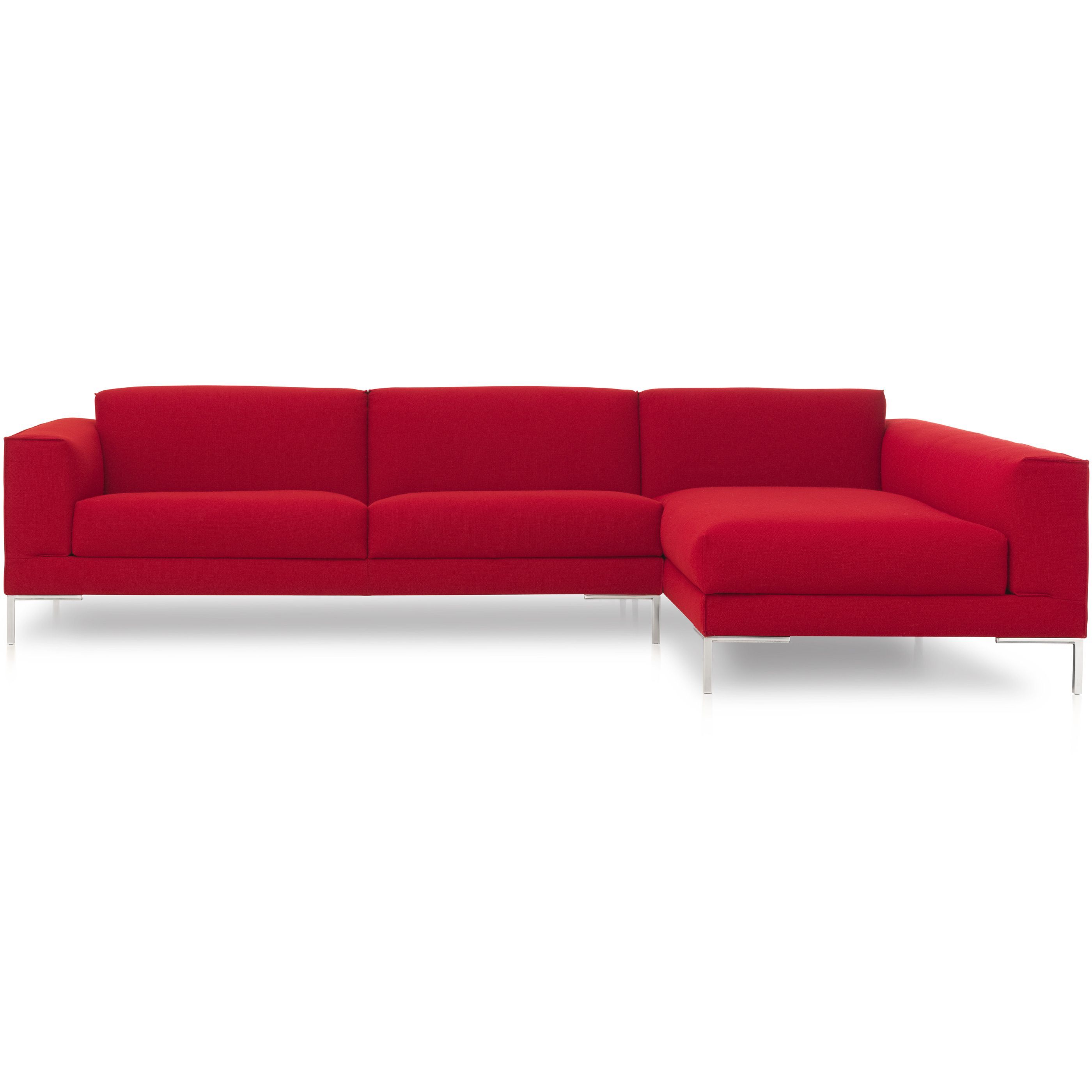 Design on Stock Aikon bank 3-zits 1 arm + chaise longue Ploegwool 17 Pomegranate