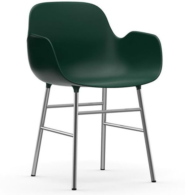 Normann Copenhagen Form Armchair stoel met verchroomd onderstel groen