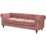 Beliani CHESTERFIELD - Chesterfield bank - Roze - Fluweel