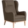 Max Winzer® Oorfauteuil Anthony met rondom aangebrachte houten sokkel & opstaande naad bruin Strukturgewebe 16523