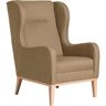 Max Winzer® Oorfauteuil Anthony met rondom aangebrachte houten sokkel & opstaande naad beige Strukturgewebe 16523