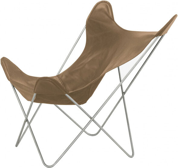 Spinder Design vlinderstoel 85 x 89 x 77 cm RVS/leer bruin - Bruin