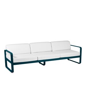 Fermob Bellevie 3 Seater Sofa Off-White Cushions, Acapulco Blue