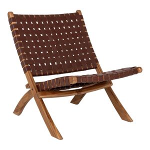 Perugia lenestol sammenleggbar stol skinn,teak.
