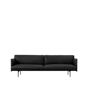 Muuto Outline 3-seters sofa skinn Refine black-svarte ben
