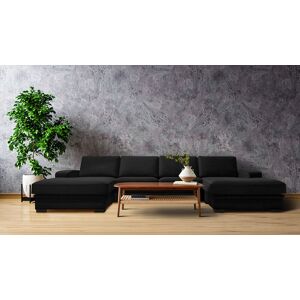 SparMax Grimstad D4d U-Sofa Med Sjeselong - Sort Velur