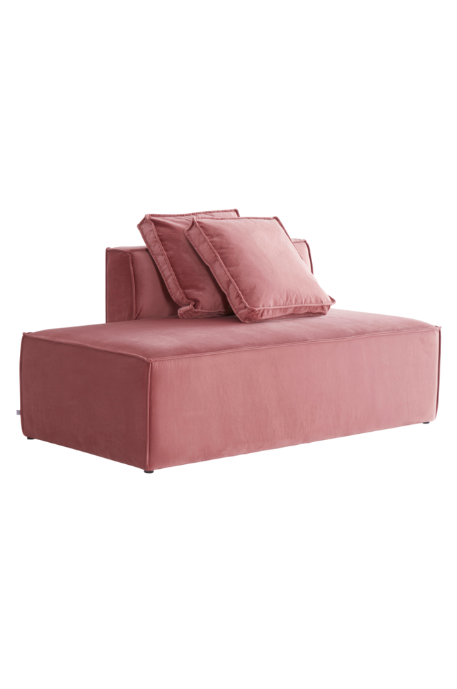 BALTIMORE sofamodul - stor med rygg høyre + 2 puter Tåkerosa