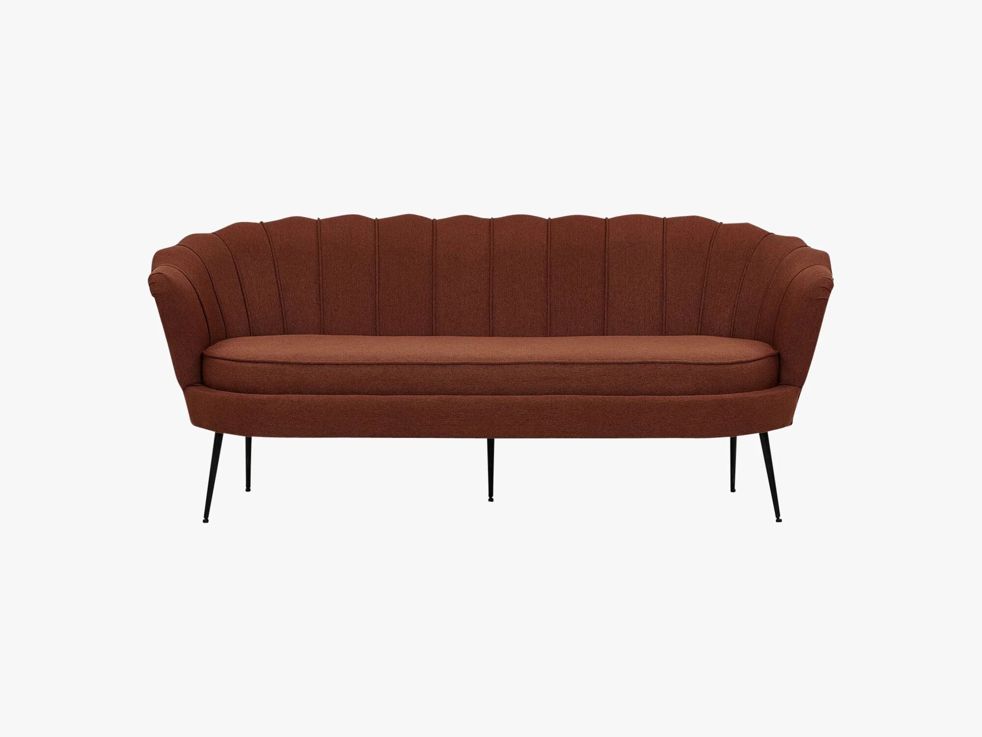 Room Essentials Calais Sofa 3-Leire, Rusty Red Fabric / Black Legs