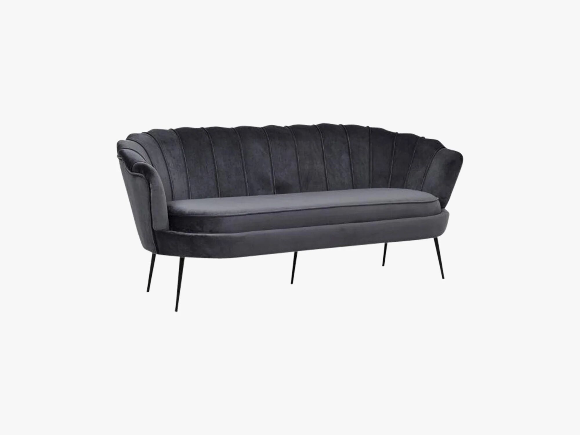 Room Essentials Calais Sofa 3-kerder, mørkegrå fløyel / svarte ben