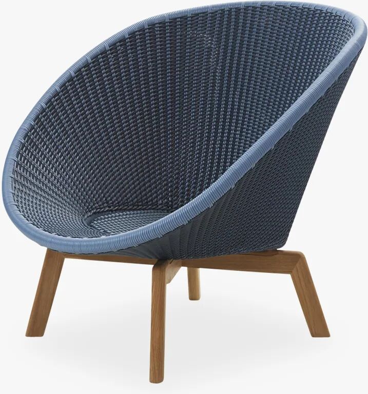 Cane-Line Peacock Loungestol M / Teak Ben, Midnight / Dusty Blue