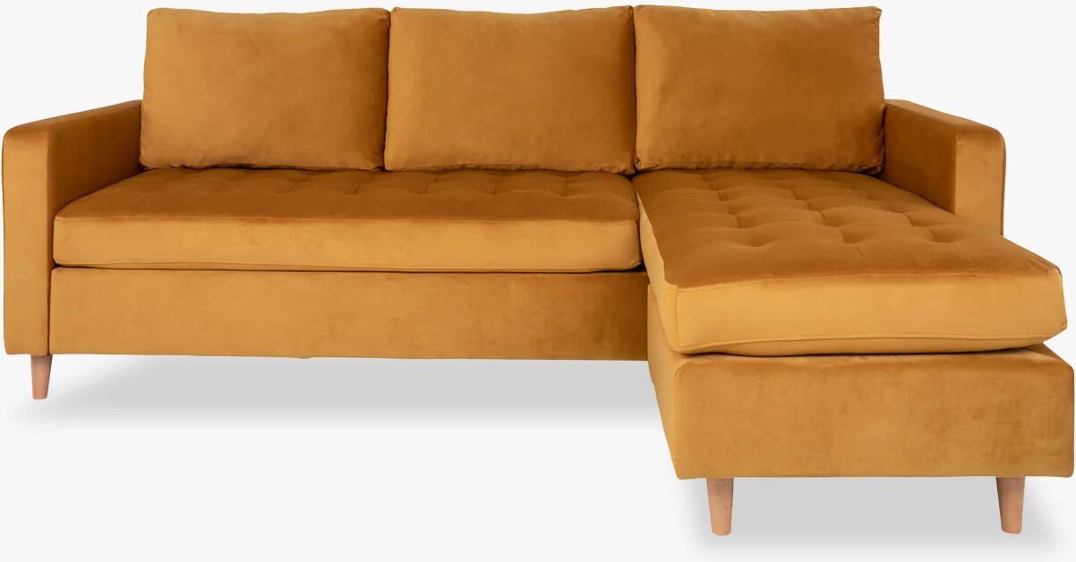 Nordic Essentials Firenze sofa, Mustardsgul velour med naturben