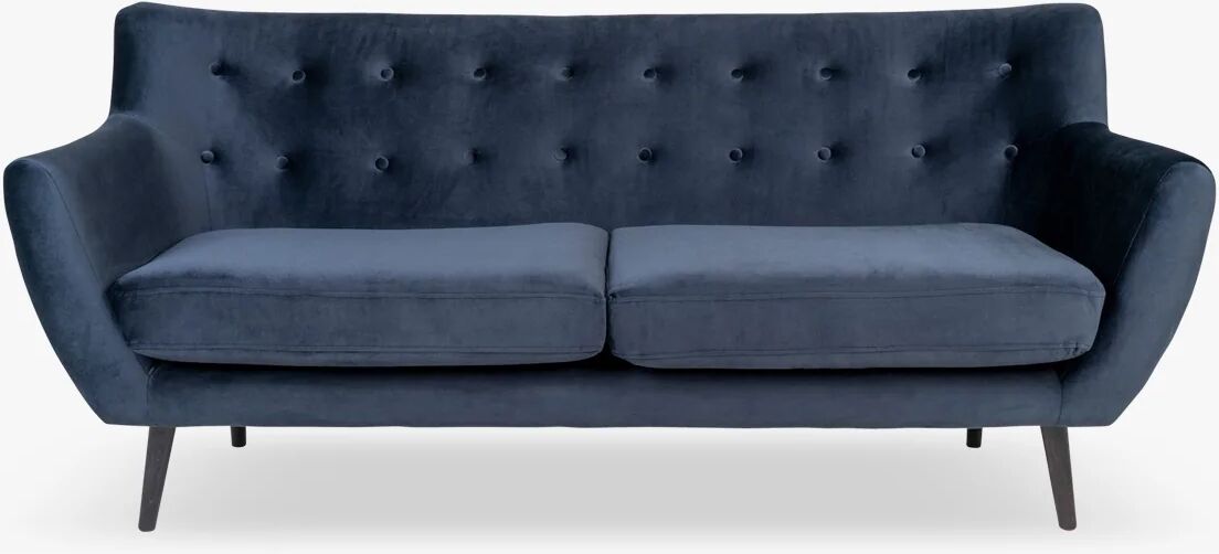 Nordic Essentials Monte 3 Personer Sofa, Mørk Blå Velour Med Black Ben