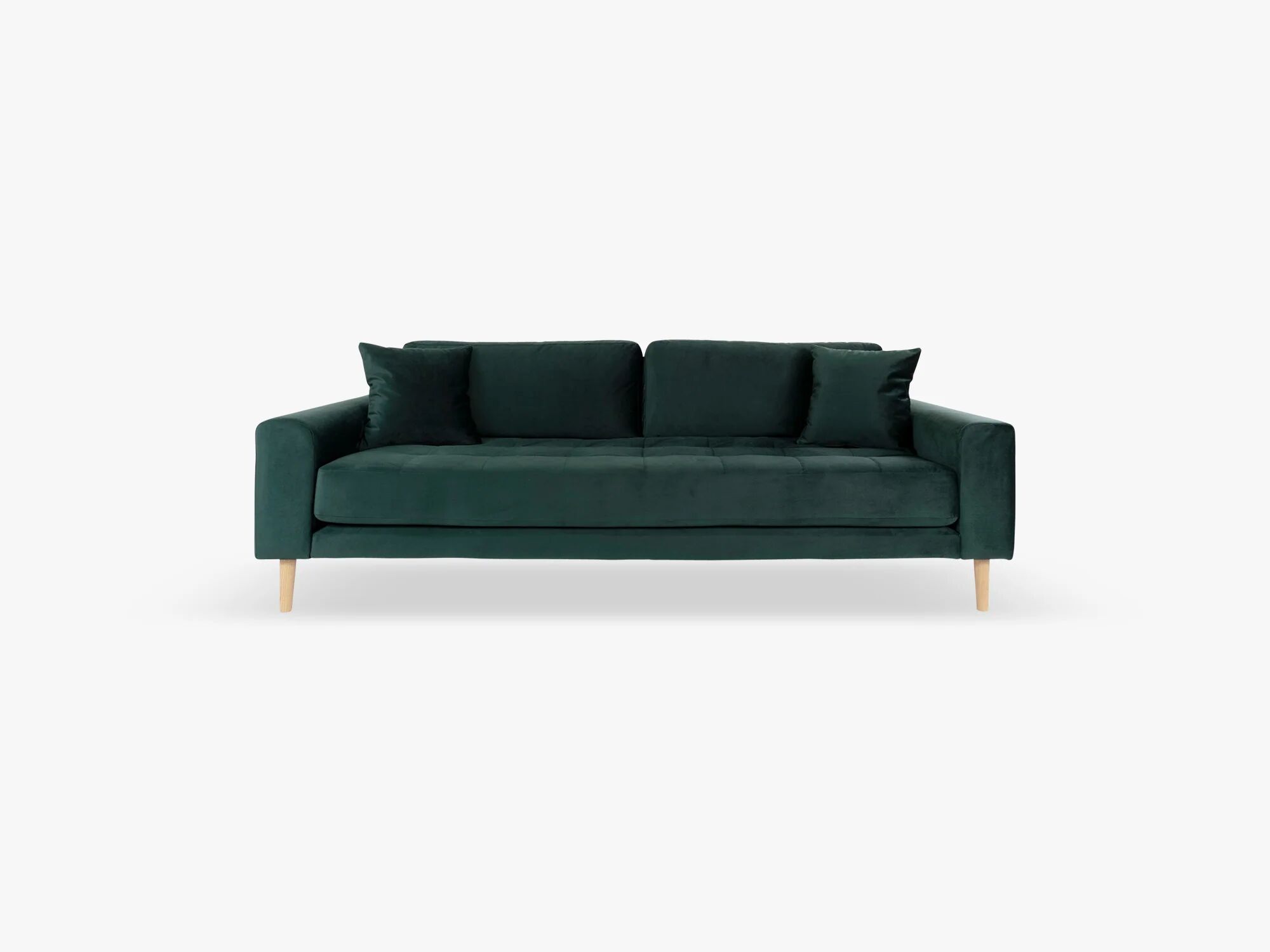 Nordic Essentials Lido 3 person sofa, mørkegrønn velour med to puter