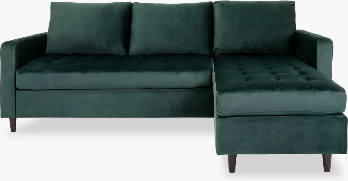 Nordic Essentials Firenze sofa, mørkegrønn velour med svarte ben