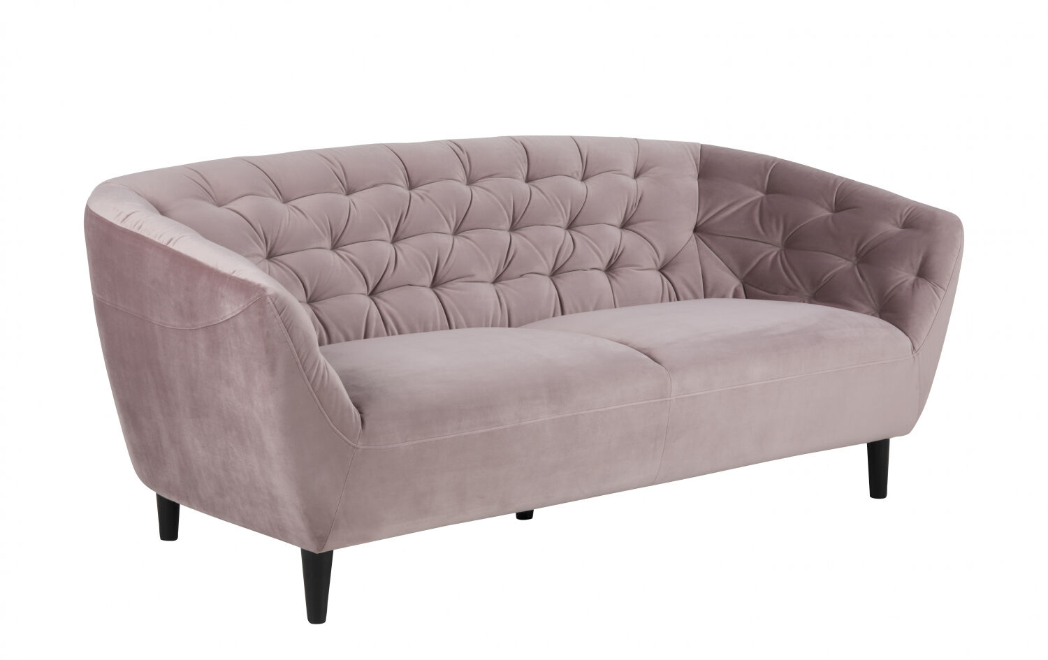 Rian sofa 3 seter støvet rosa med svarte ben.