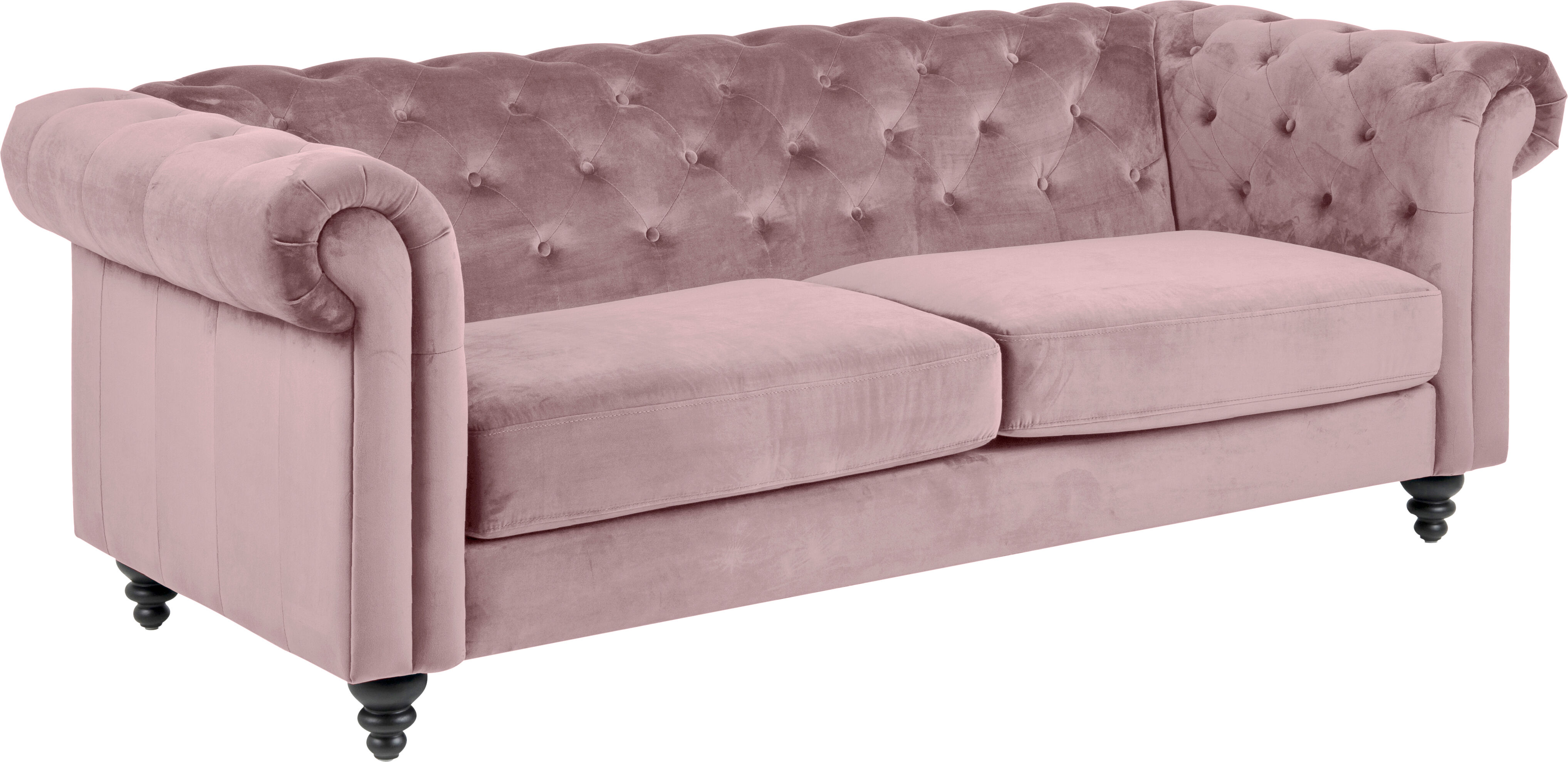 Charlie sofa 3 seter dusty rose, svart.