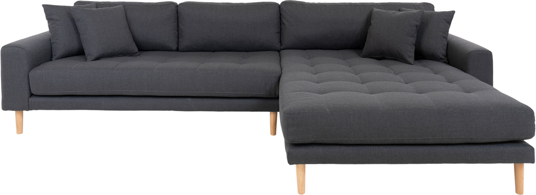 Lido sofa , sjeselongsofa høyrevent mørk grå.