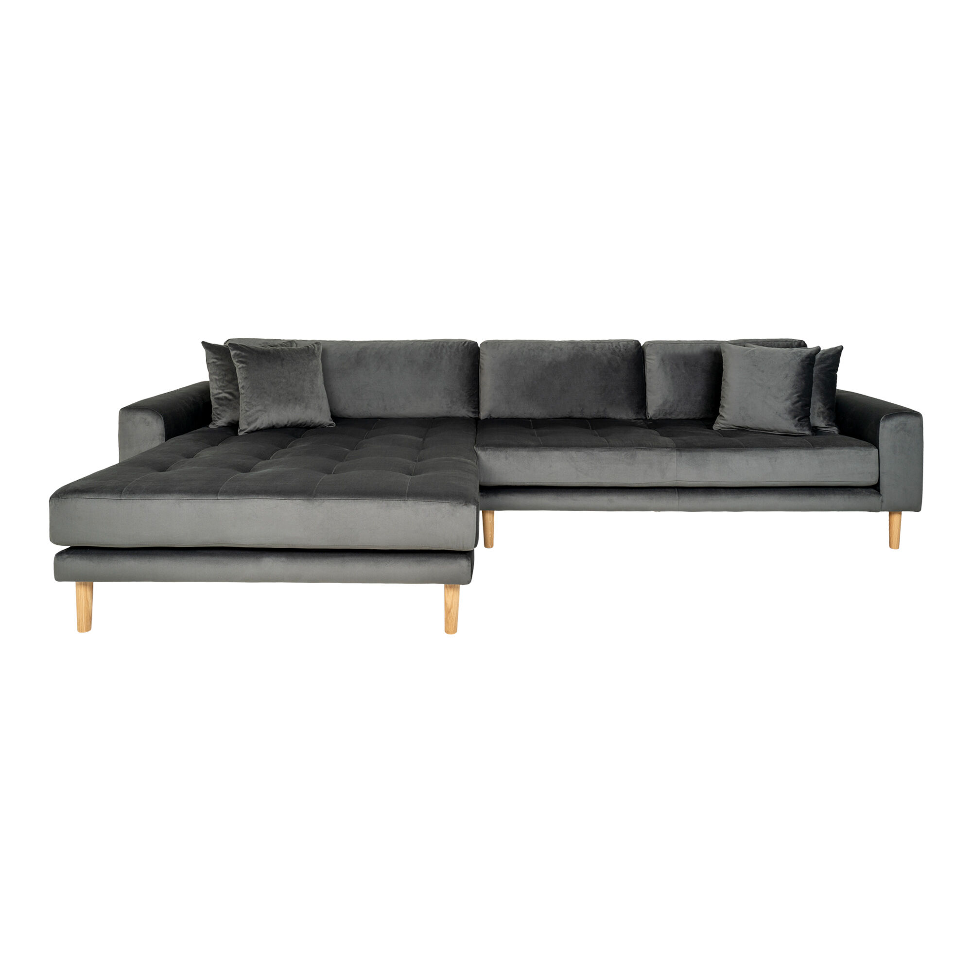 Lido sofa loungesofa venstrevendt med 4 puter, grå.