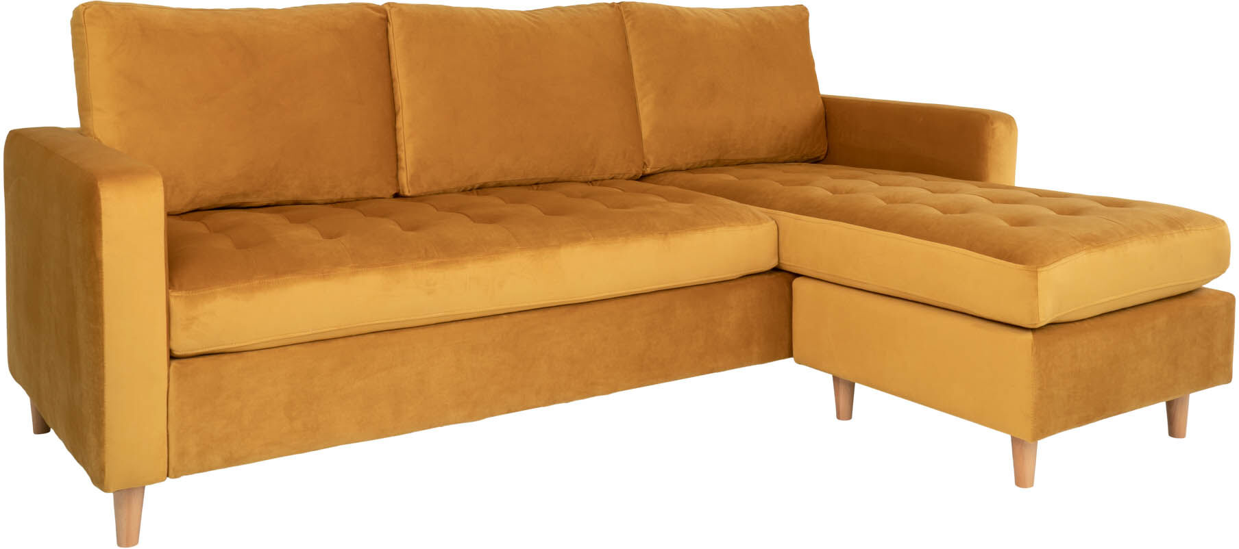 Firenze sjeselong sofa velur, sennepsgul.