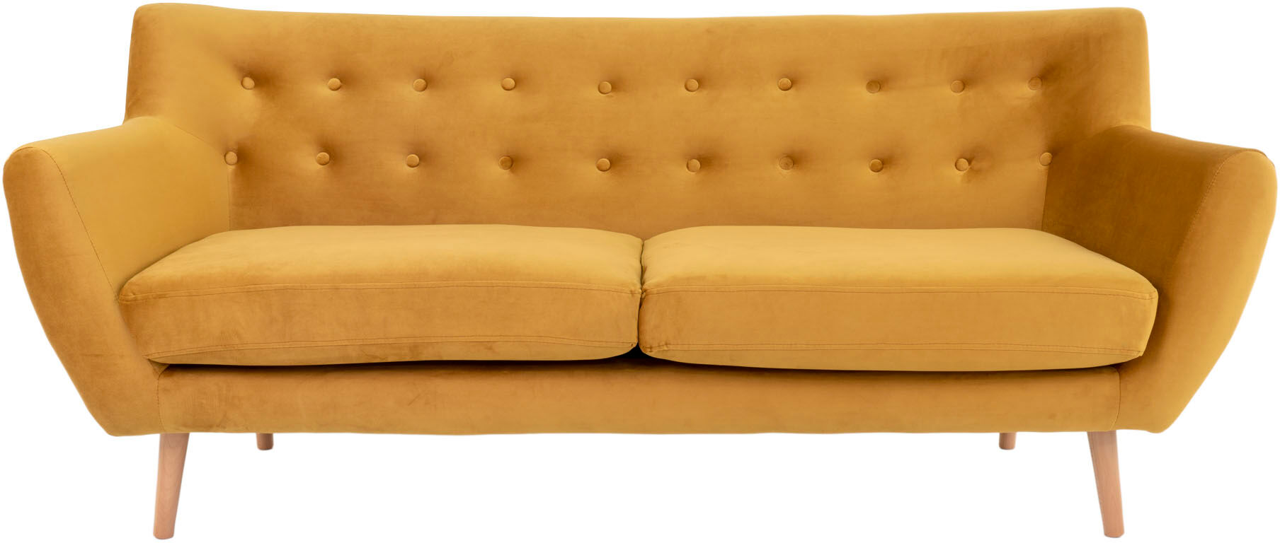 Monte sofa 3 seter velur, sennepsgul.