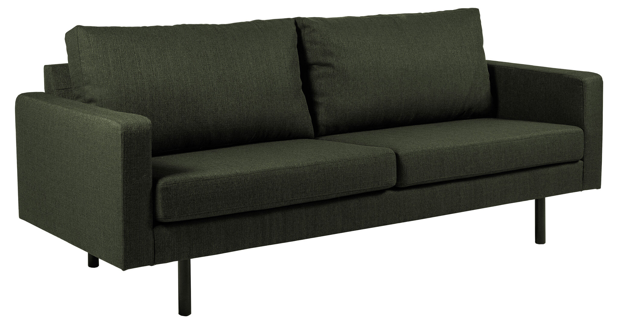 Chicago 2,5 -seters sofa med ben i svart metall. Grønnflaske
