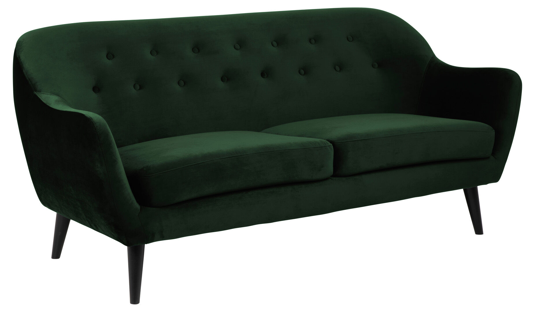 Denver 2,5 -seters sofa med sorte treben. Mørk grønn