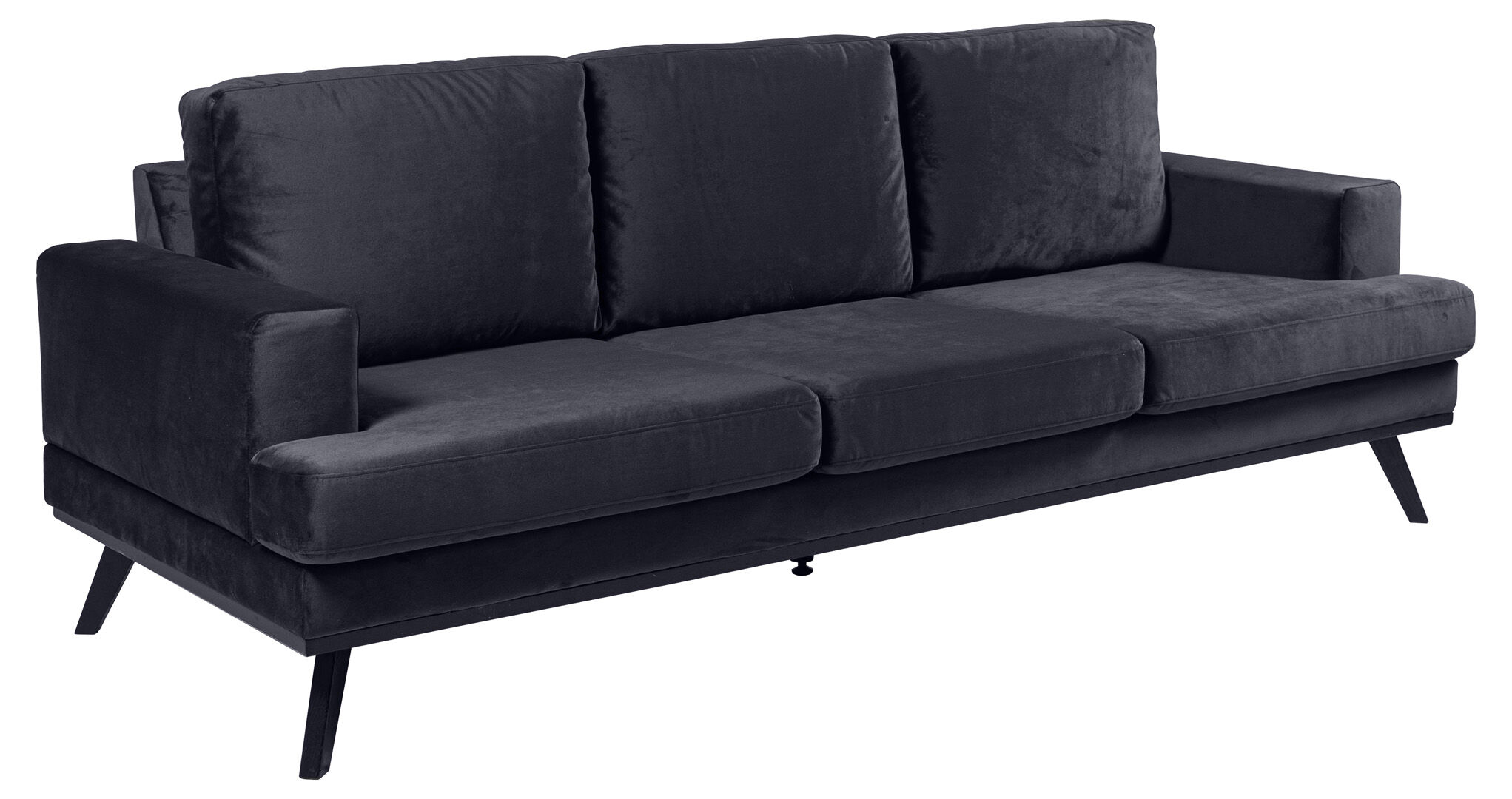 Norwich L 3-seters sofa med sorte ben. Mørke blå