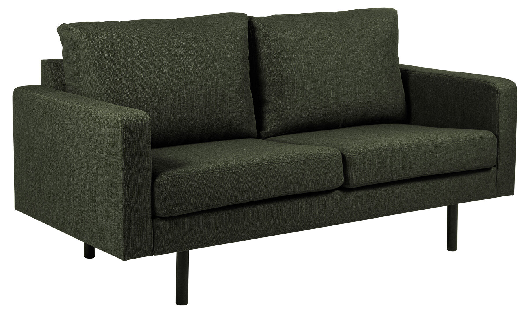Chicago 2 -seters sofa med ben i svart metall. Grønnflaske