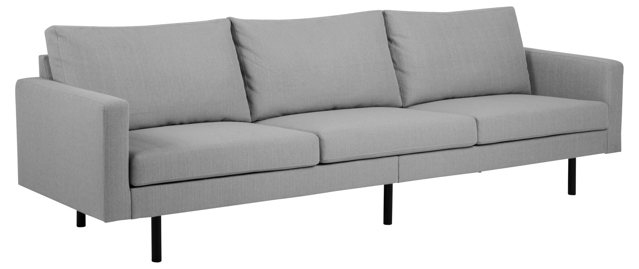 Chicago 3-seters sofa med ben i svart metall. Lysegrå