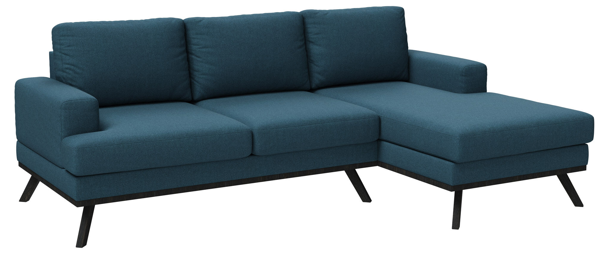 Norwich M 2 -seters sofa med sjeselong og svarte ben. Mørke blå Høyresving