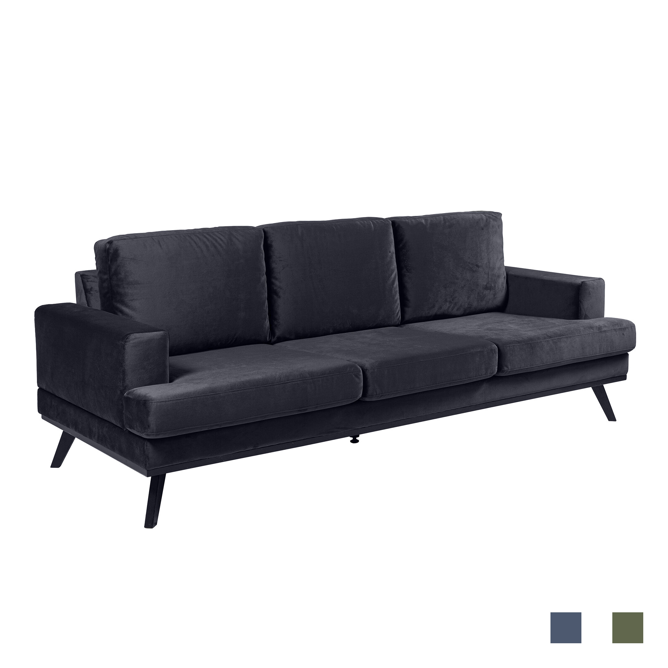 Norwich L 3-seters sofa med sorte ben. Støvblå