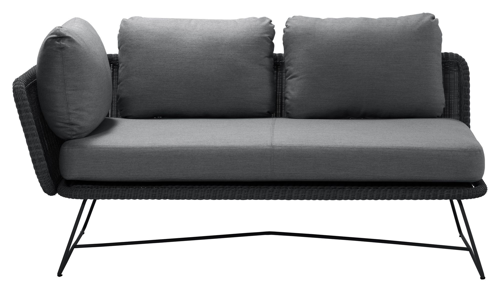 Cane-line Horizon 2-pers. Loungesofa høyre modul, Sort, Cane-line Weave   Unoliving