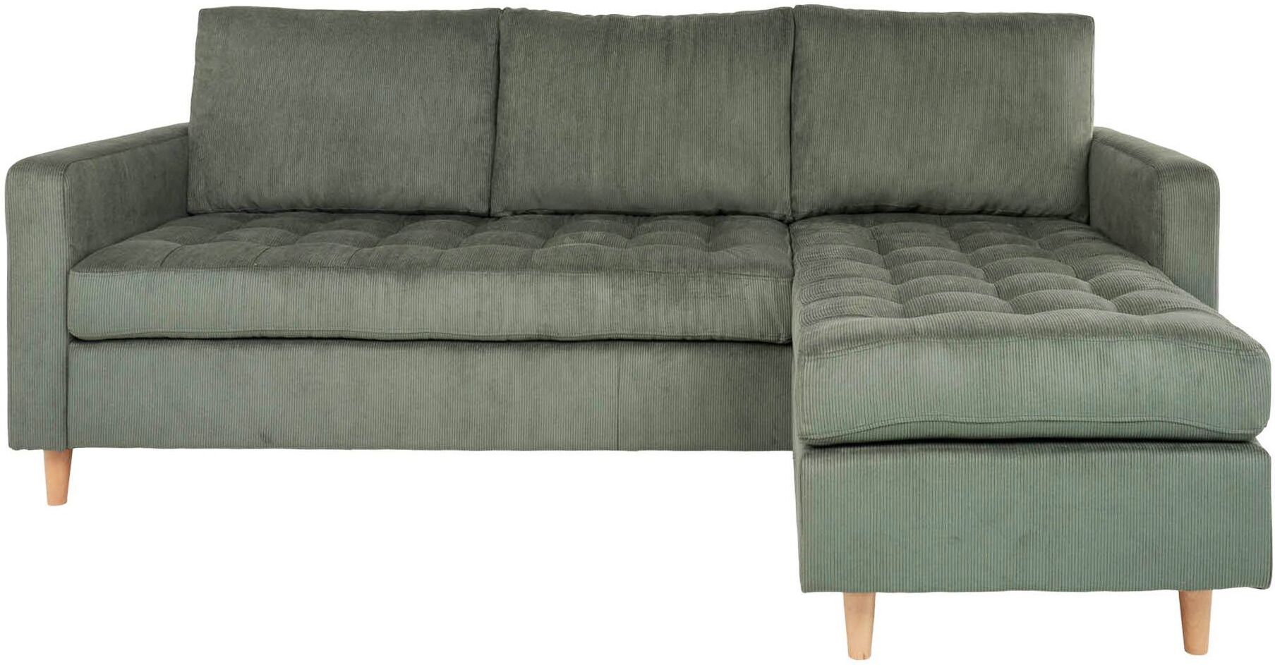 House Nordic Firenze Sofa m, Flyttbar Sjeselong - Grønn Fløyel   Unoliving