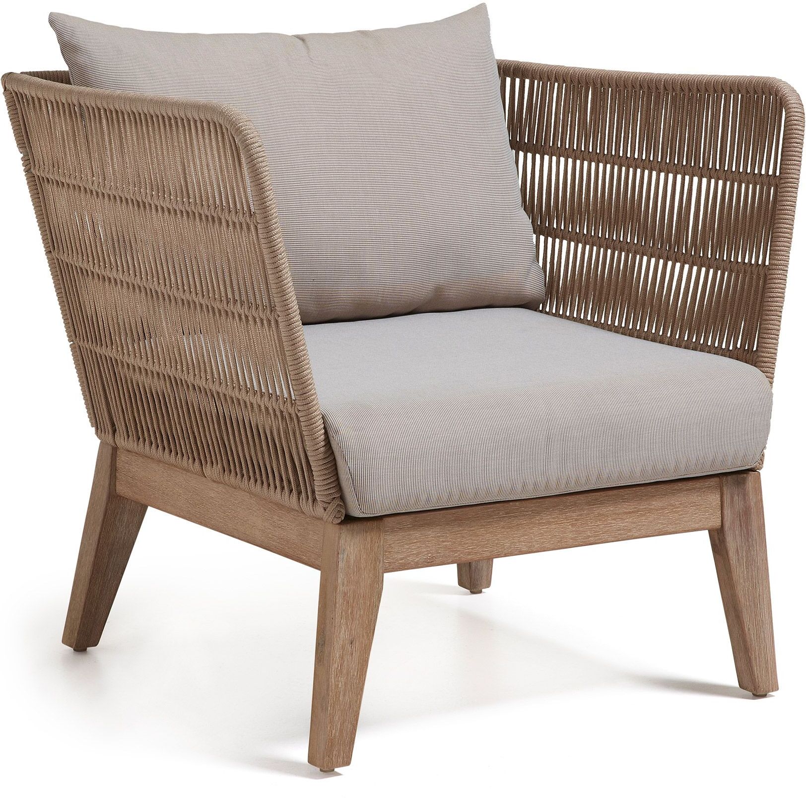 Kave Home - Bellano Loungestol m/puter - Beige rep   Unoliving