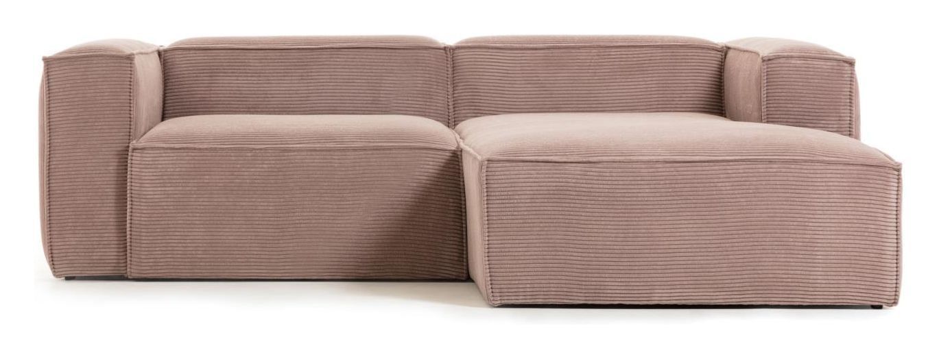 Kave Home Blok 2-seter Sofa m. høyrevendt sjese - Rosa Fløyel   Unoliving