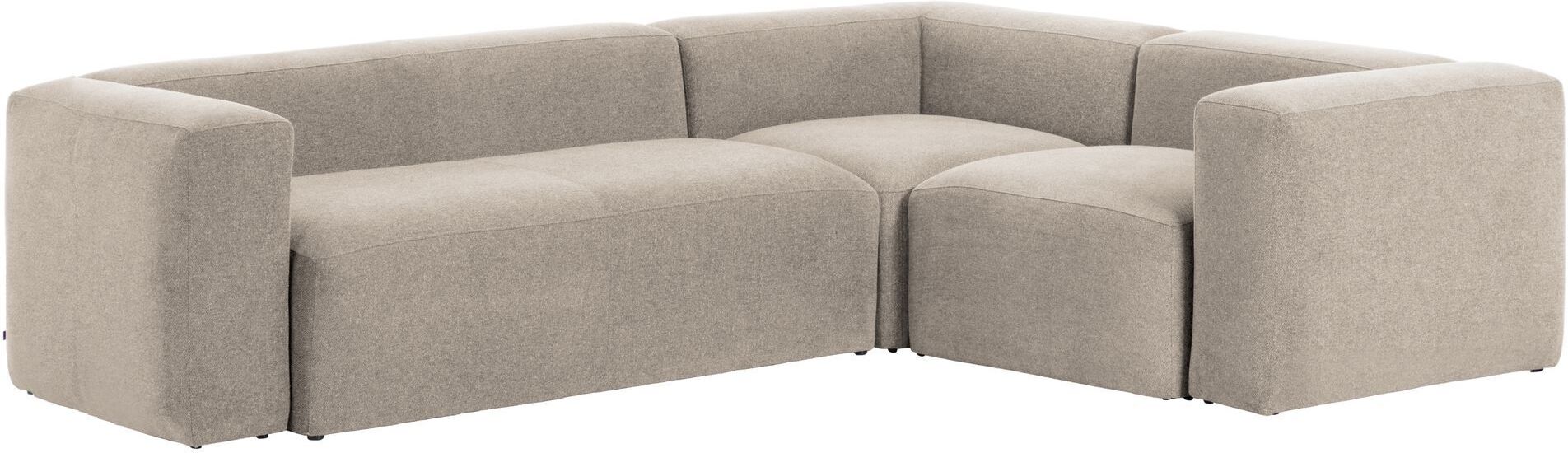 Kave Home Blok 3-pers. Hjørnesofa - Beige Chenille, 290x230   Unoliving