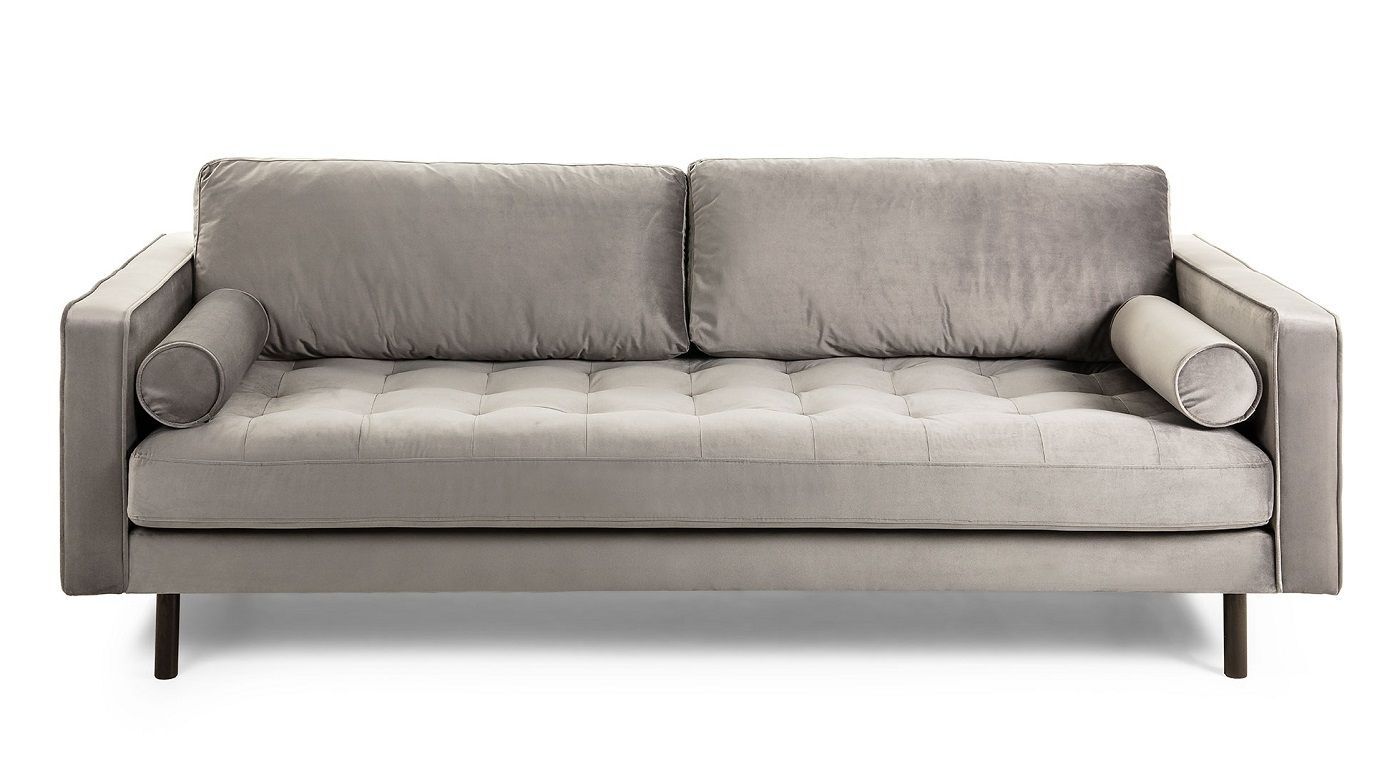 Kave Home Bogart 3-seter Sofa - Grå Velur   Unoliving