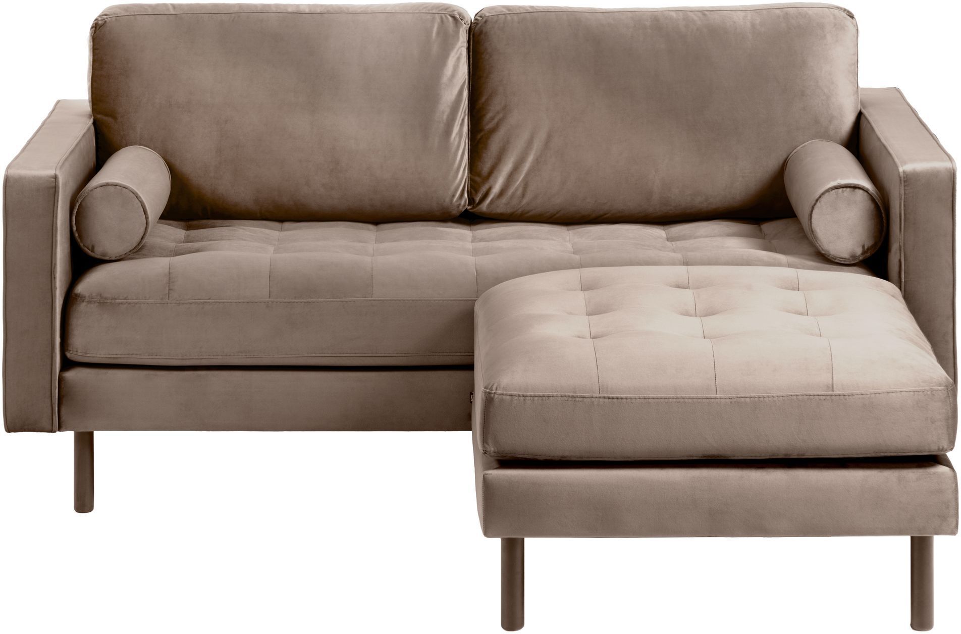 Kave Home Debra 2-pers. Sofa m. Puff - Taupe Velour   Unoliving