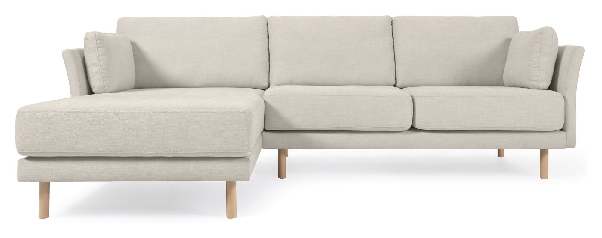 Kave Home Gilma 3-pers. Sofa m. chaiselong, B261, Beige/Lys tre   Unoliving