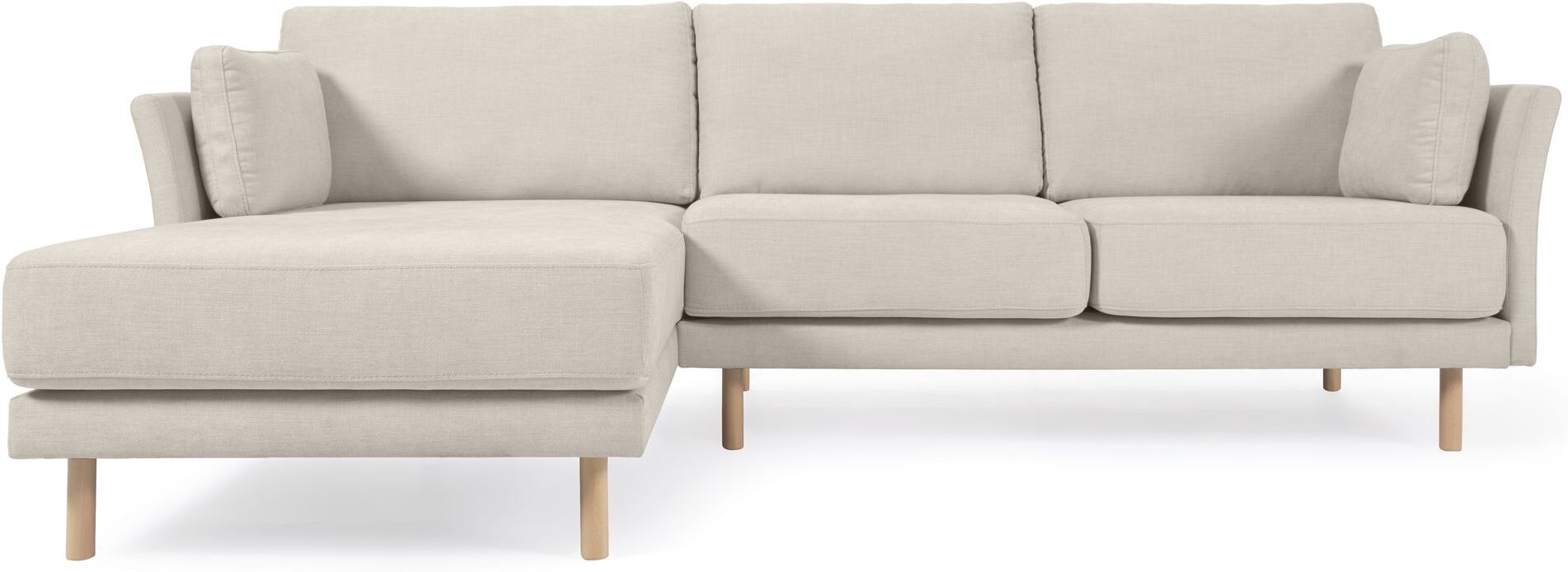 Kave Home Gilma 3-pers. Sofa m. chaiselong, B261, Beige/Lys tre   Unoliving