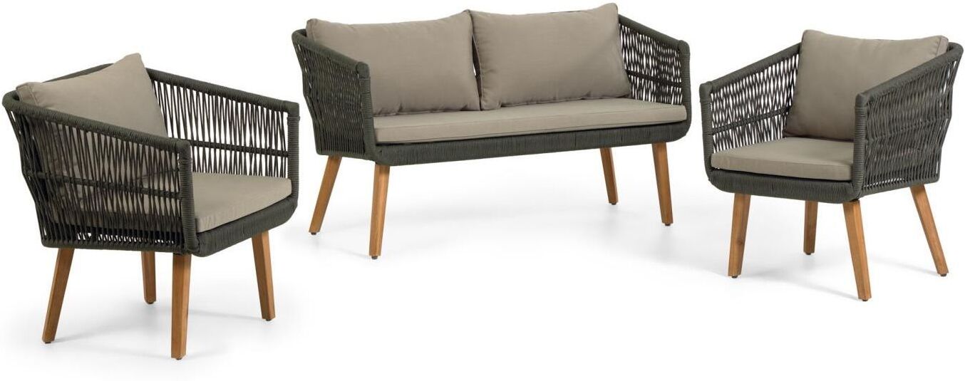 Kave Home LaForma Inti Loungesett - sofa + 2 loungestoler - Grønn   Unoliving