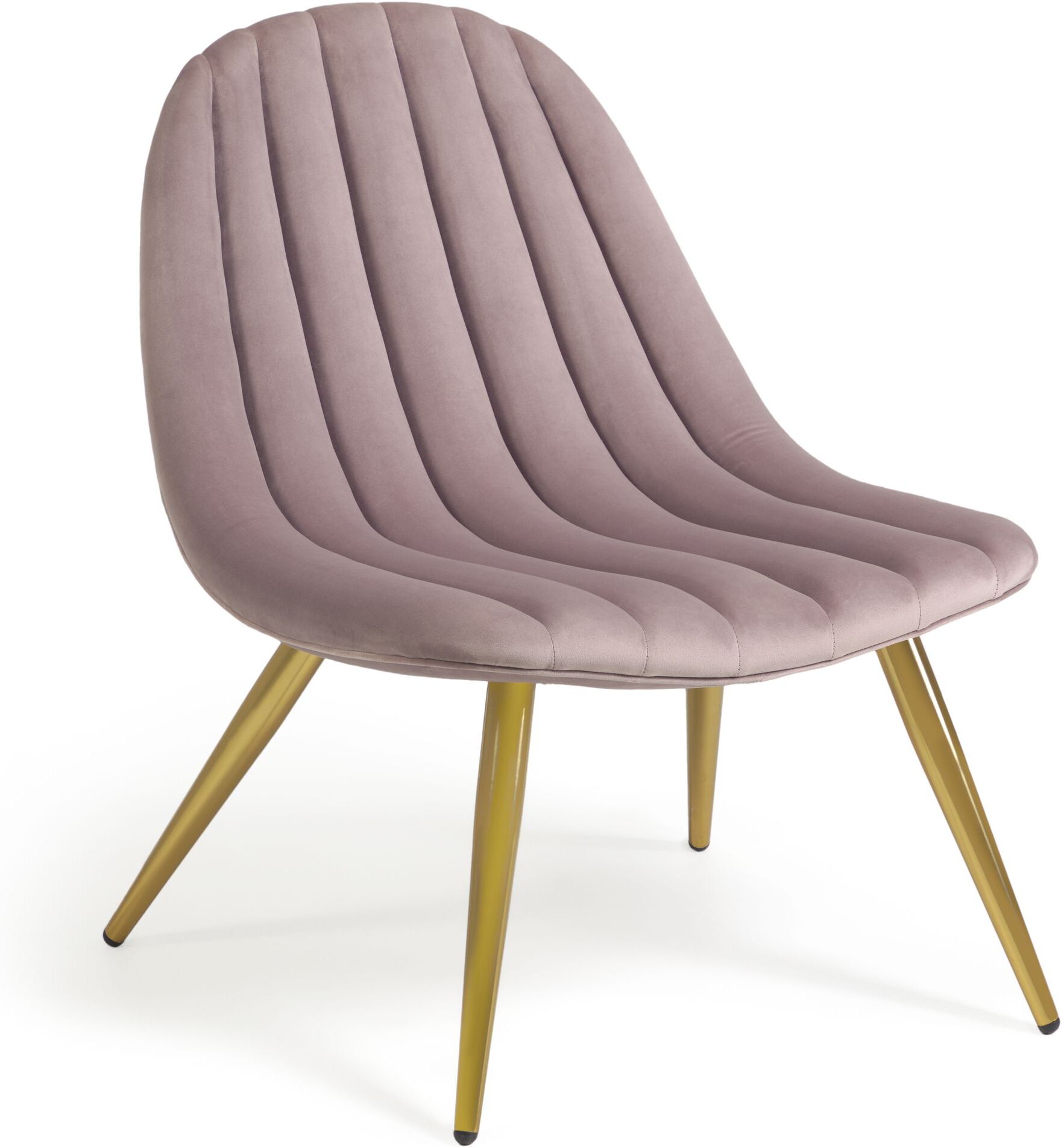 Kave Home Marlene Loungestol - Pink Velour/Stålben m. gull finish   Unoliving