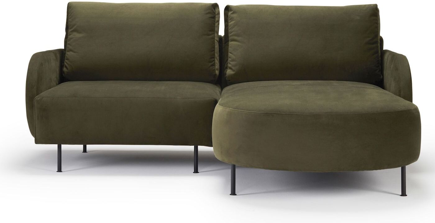 Kragelund Furniture Kragelund Askov Round Sofa, høyre sjeselong Grønn Velur, Metall   Unoliving