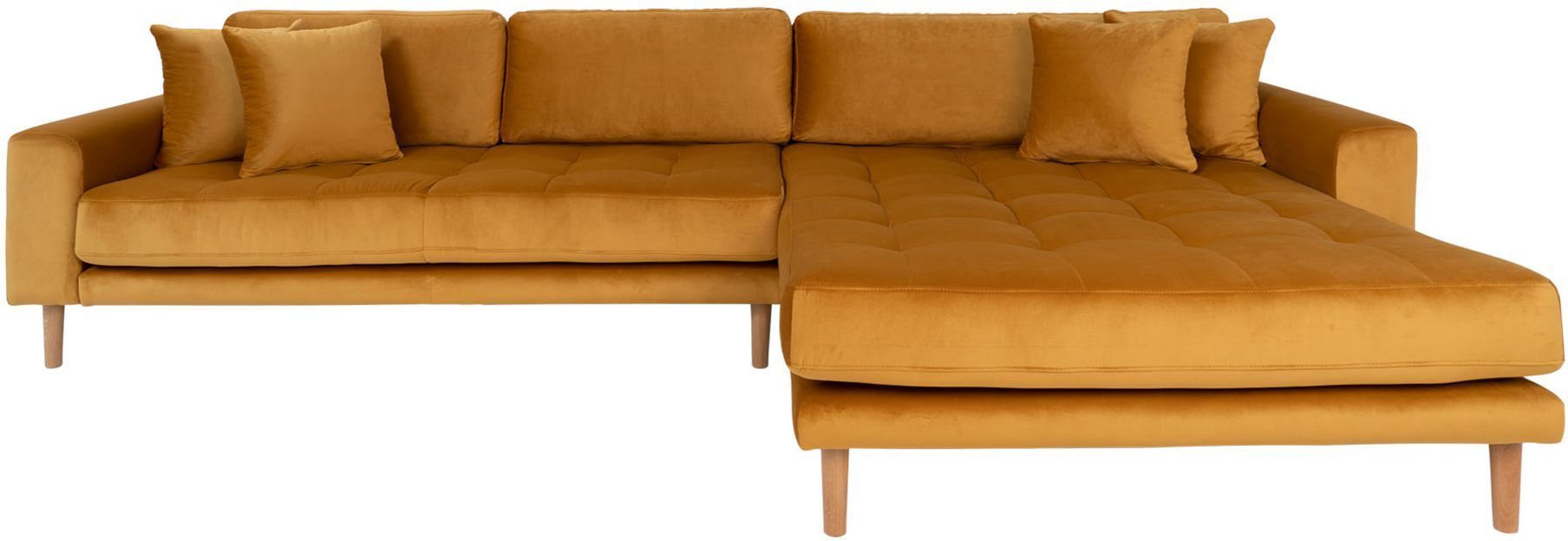 House Nordic Lido Lounge Sofa m, høyrevendt sjeselong - Sennepsgul Velour   Unoliving