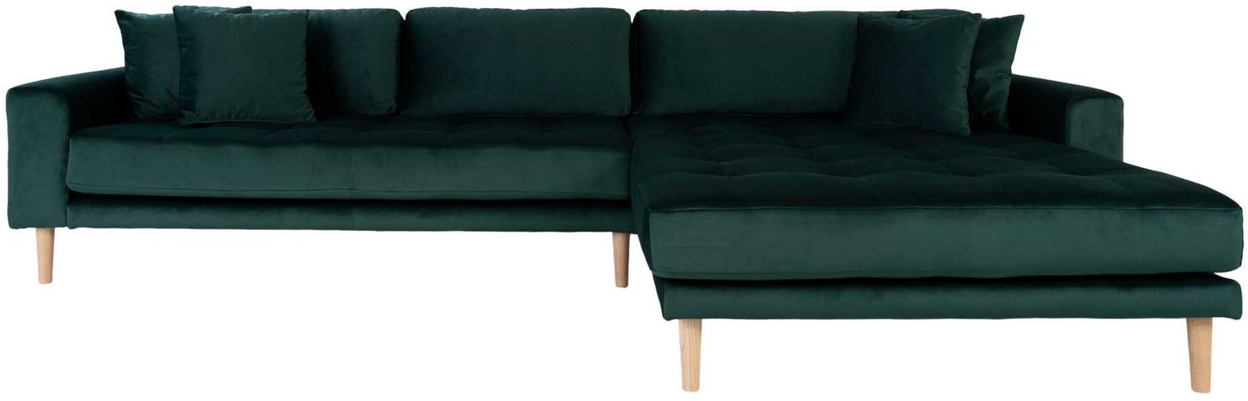 House Nordic Lido Loungesofa m, Høyrevendt Sjeselong - Mørkegrønn Velour   Unoliving