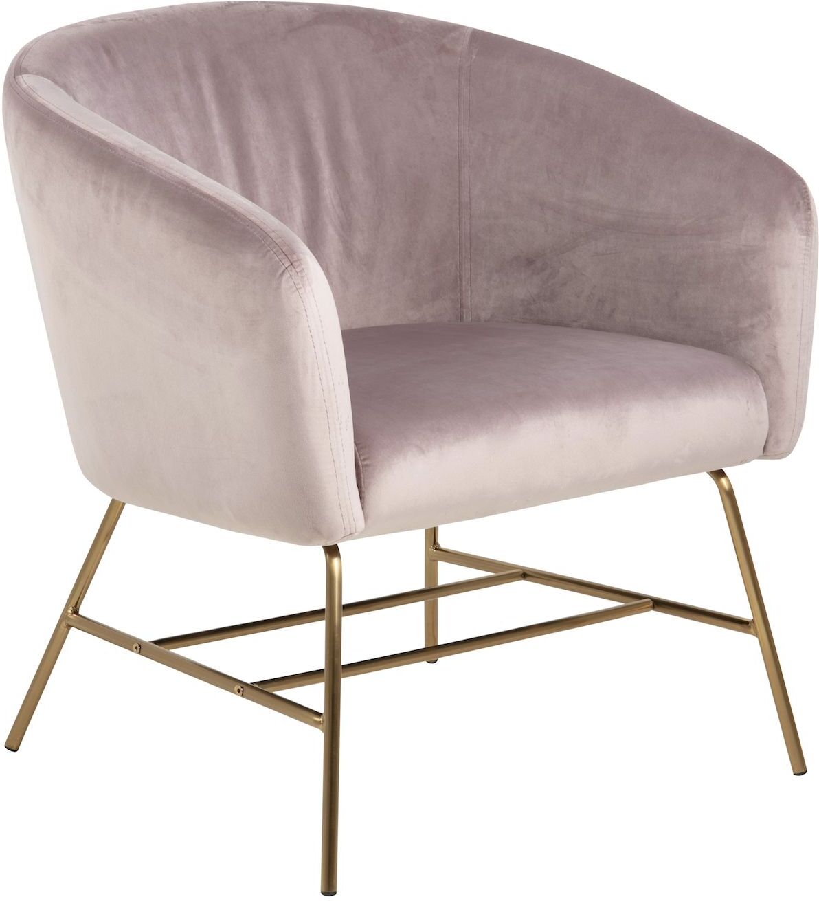 Actona Ramsey Loungestol, Rosa Velour, messing   Unoliving