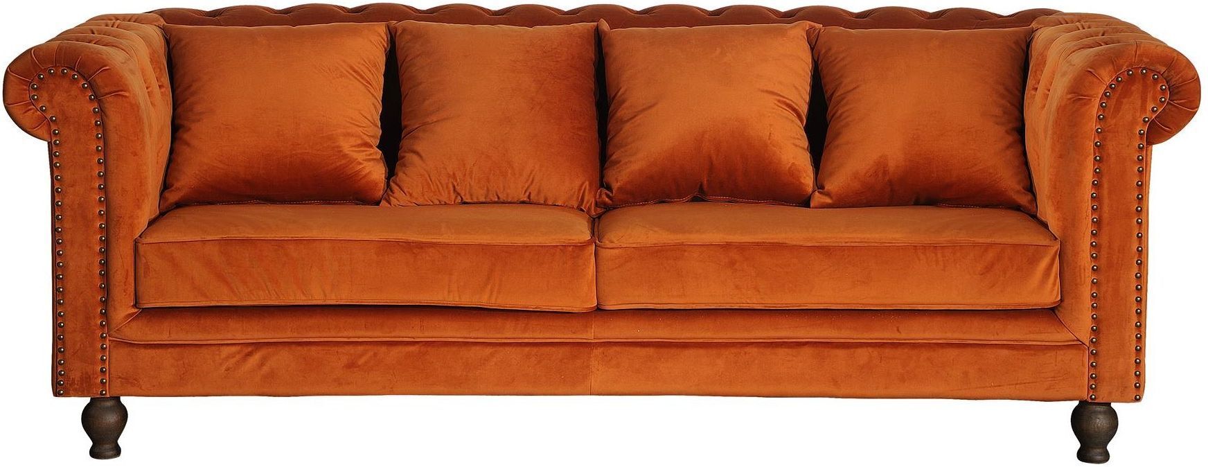 Venture Design Velvet 3-pers. Sofa, Rusty Orange Velour   Unoliving