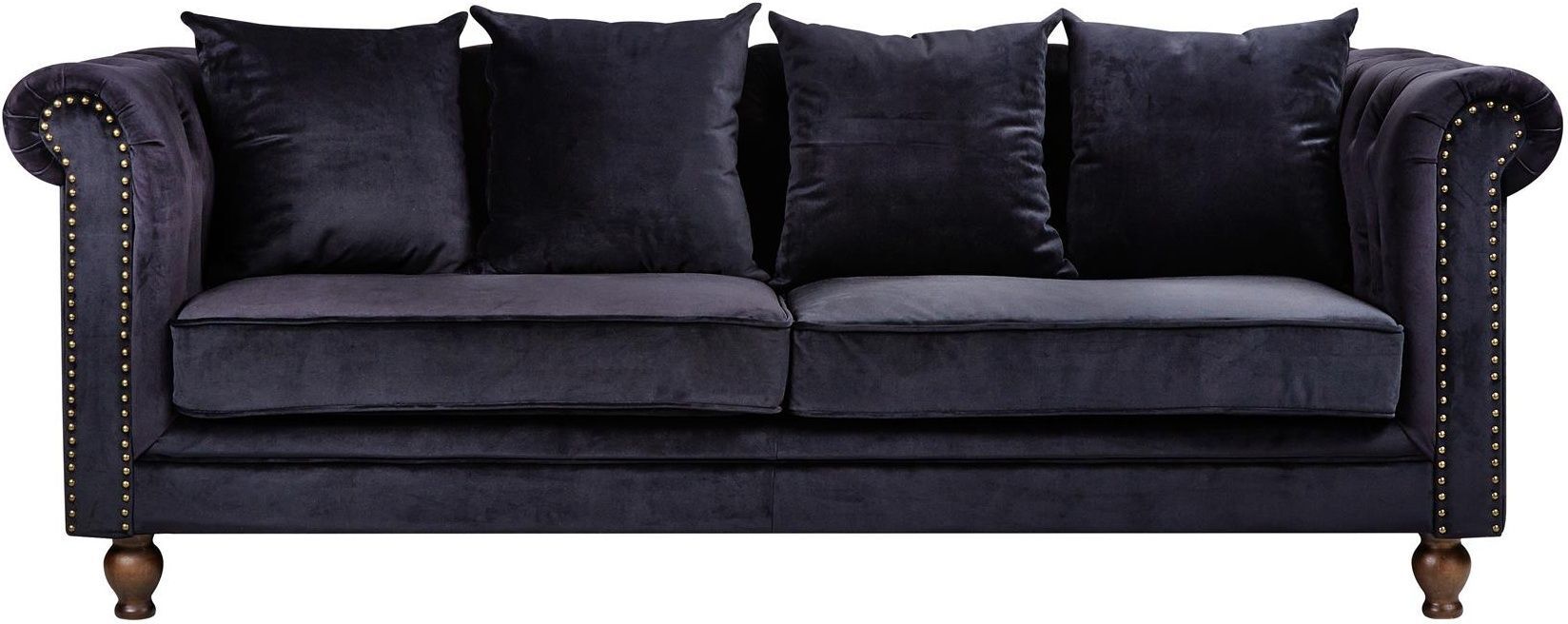 Venture Design Velvet 3-pers. Sofa, Svart Velour   Unoliving