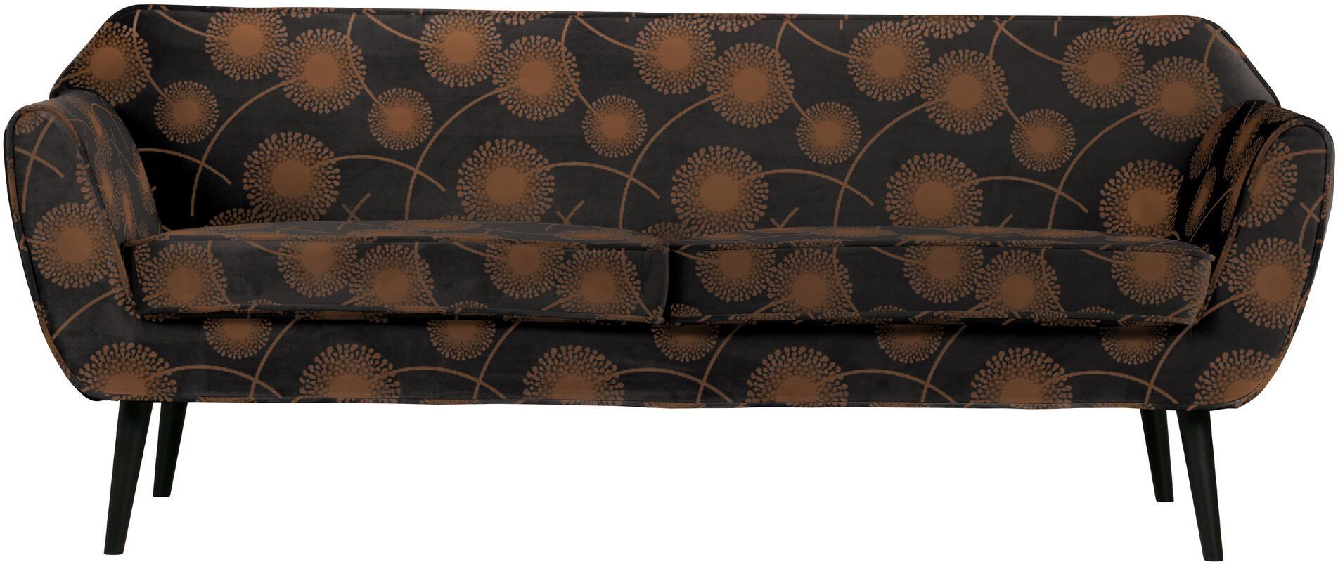 Woood Rocco 2-seter. Sofa - Sort Velur/Blomsterprint   Unoliving