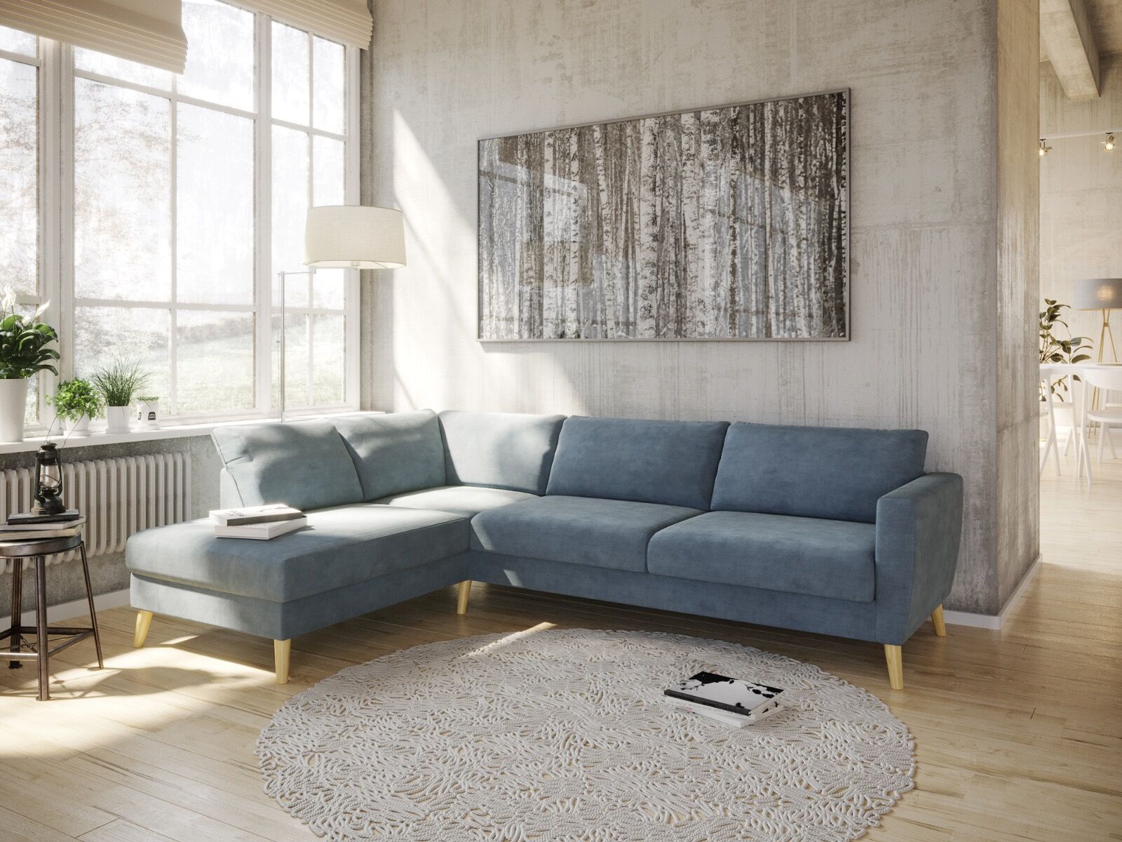 SparMax Kragerø A3 Sofa Med Sjeselong - Sjøblå